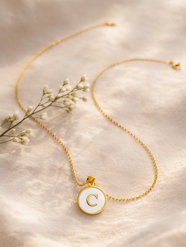 Demi Fine 18K Gold Plated Alphabet C Enamel Pendant Necklace | Anti Tarnish