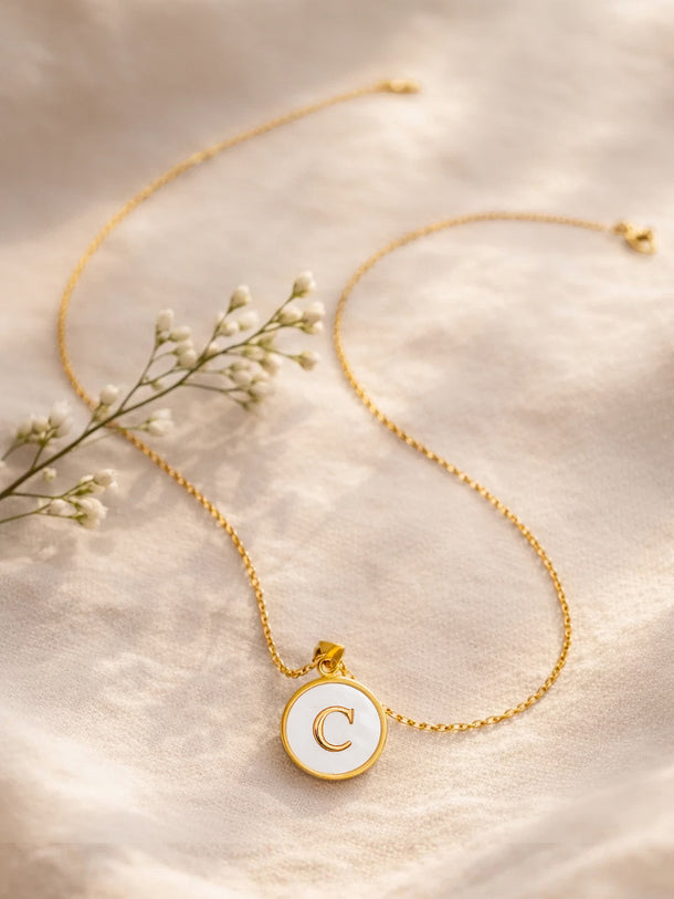 Demi Fine 18K Gold Plated Alphabet C Enamel Pendant Necklace | Anti Tarnish