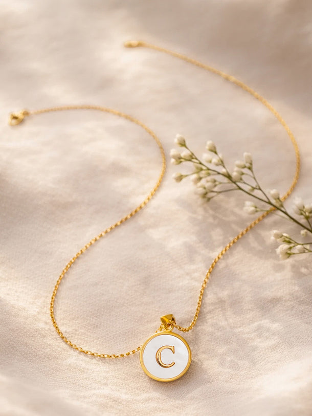 Demi Fine 18K Gold Plated Alphabet C Enamel Pendant Necklace | Anti Tarnish