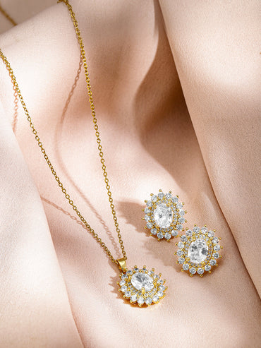 Crystal Studded Necklace Set