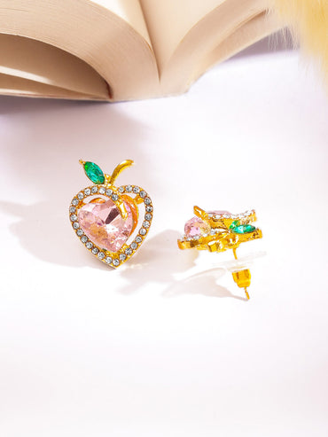 Heart Motif American Diamond Zirconia Pink Pendant Set