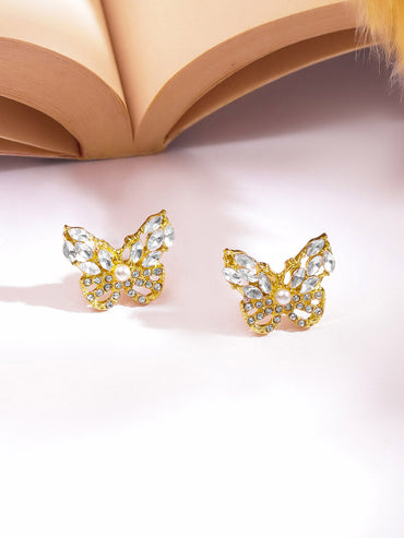 Gold Toned Butterfly Pendant Set