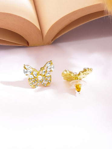 Gold Toned Butterfly Pendant Set