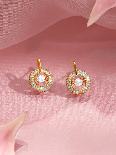 Rubans 18K Gold Plated Brass Gold Crystal AD Studded Pendant Necklace Set