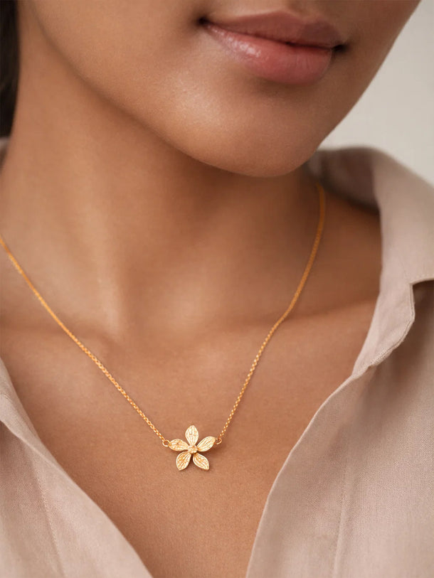 Demi Fine 18K Gold Plated Floral Pendant Chain Necklace | Anti Tarnish