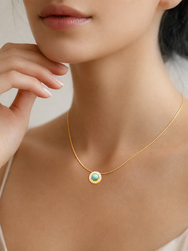Demi Fine 18K Gold Plated Chain Turquoise Blue Pendant Necklace | Anti Tarnish