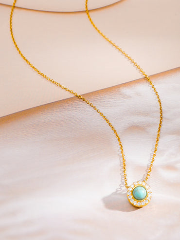 Demi Fine 18K Gold Plated Chain Turquoise Blue Pendant Necklace | Anti Tarnish