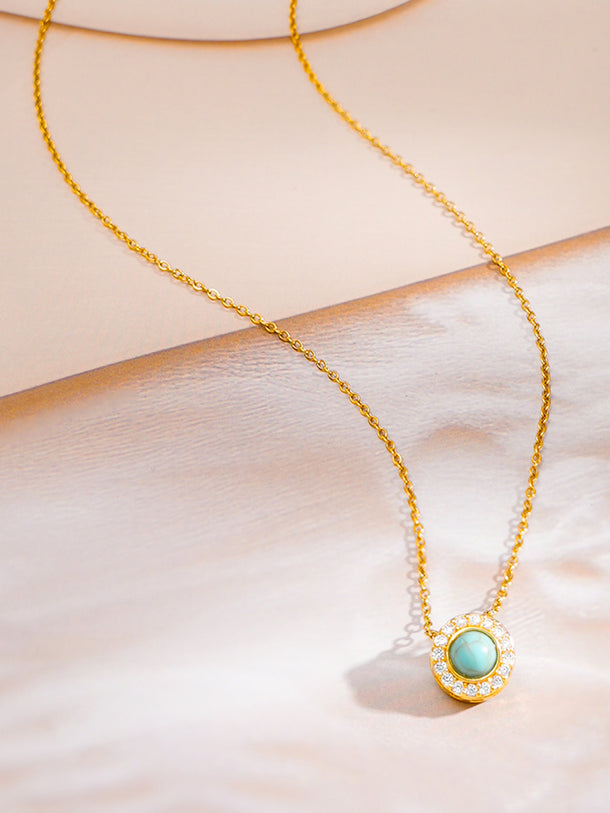 Demi Fine 18K Gold Plated Chain Turquoise Blue Pendant Necklace | Anti Tarnish