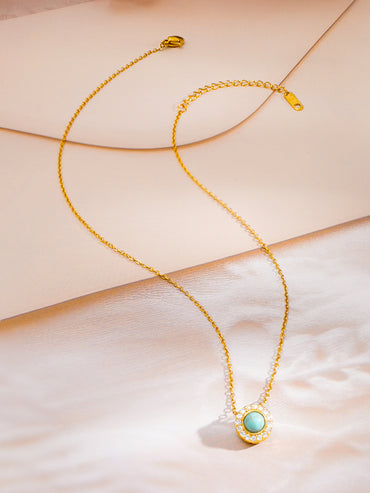 Demi Fine 18K Gold Plated Chain Turquoise Blue Pendant Necklace | Anti Tarnish
