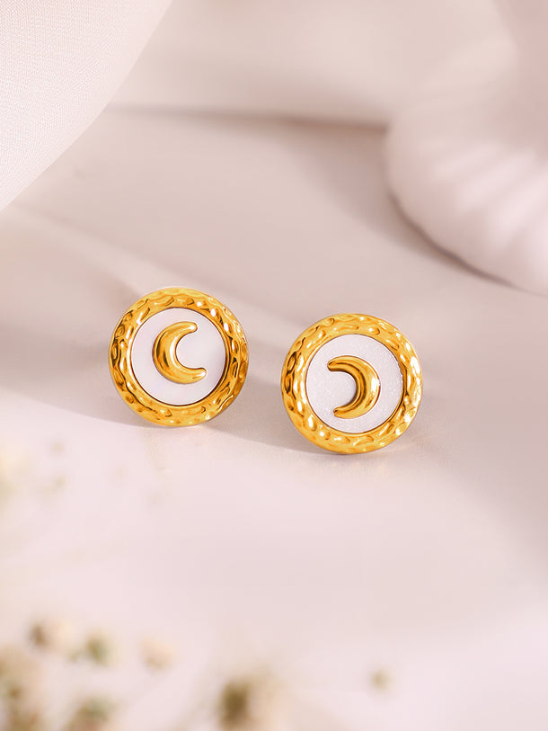 Demifine 18k Gold Plated Stainless Steel Moon Motif Pendant Set