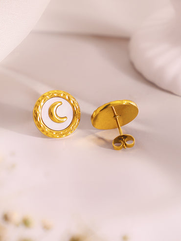 Demifine 18k Gold Plated Stainless Steel Moon Motif Pendant Set