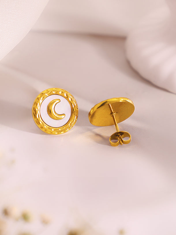 Demifine 18k Gold Plated Stainless Steel Moon Motif Pendant Set