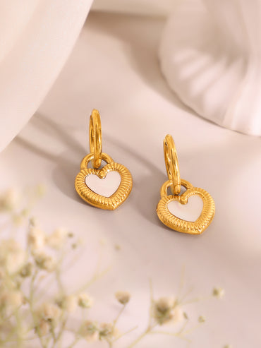 Demifine 18k Gold Plated Stainless Steel Black Heart Pendant Necklace Set
