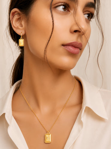 Demifine 18k Gold Plated Stainless Steel Geometric Pendant Set