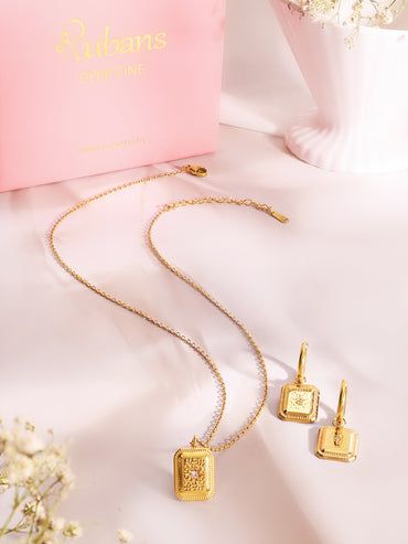 Demifine 18k Gold Plated Stainless Steel Geometric Pendant Set