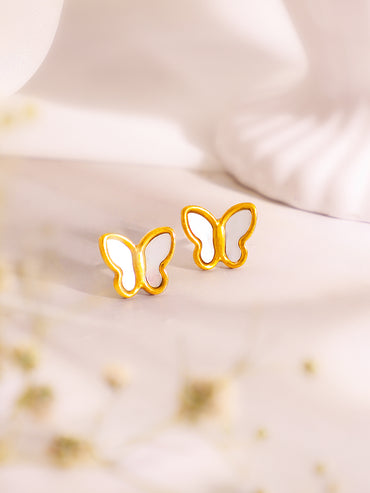 Demifine 18k Gold Plated Stainless Steel Butterfly Pendant Set
