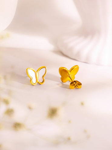 Demifine 18k Gold Plated Stainless Steel Butterfly Pendant Set