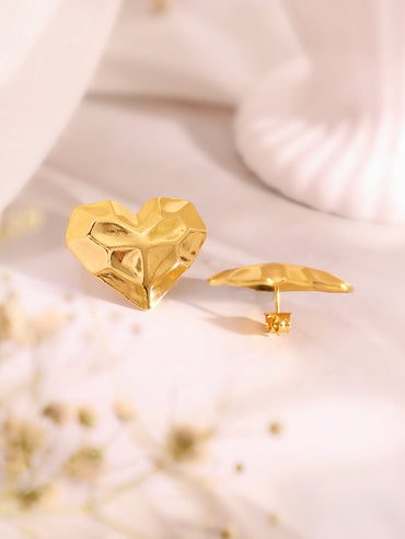 Demifine 18k Gold Plated Stainless Steel Textured Heart Pendant Set