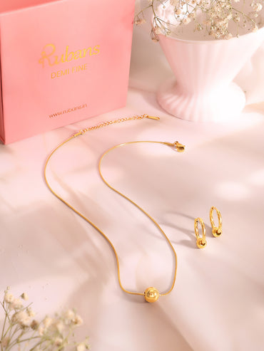 Demifine 18k Gold Plated Stainless Steel Ball Pendant  Set