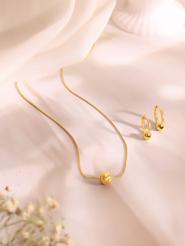 Demifine 18k Gold Plated Stainless Steel Ball Pendant  Set