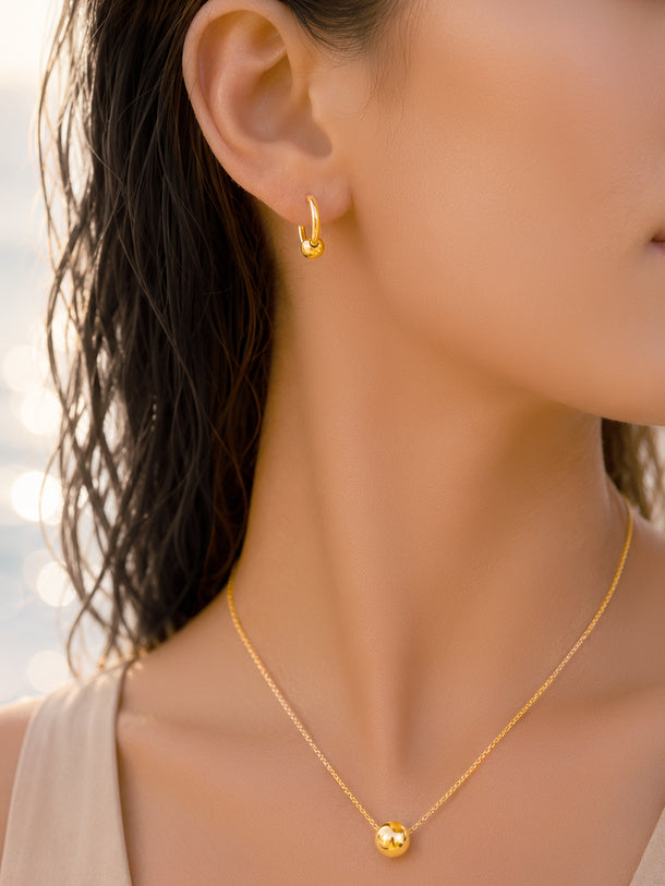 Demifine 18k Gold Plated Stainless Steel Ball Pendant  Set