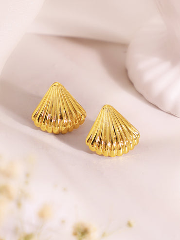 Demifine 18K Gold Plated Stainless Steel Shell Drop Pendant Set