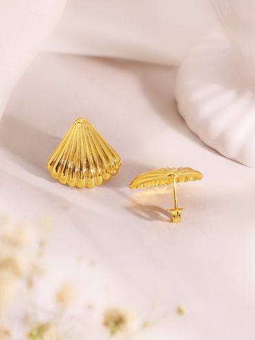 Demifine 18K Gold Plated Stainless Steel Shell Drop Pendant Set