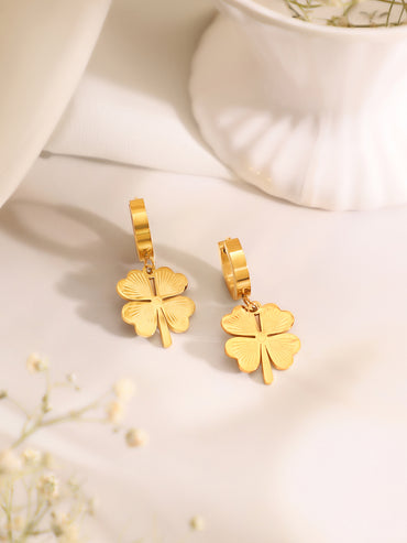 Demifine 18K Gold Plated Stainless Steel Floral Drop Pendant Set