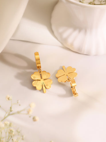 Demifine 18K Gold Plated Stainless Steel Floral Drop Pendant Set