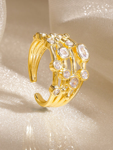 Gold Ring In American Diamond Zirconia