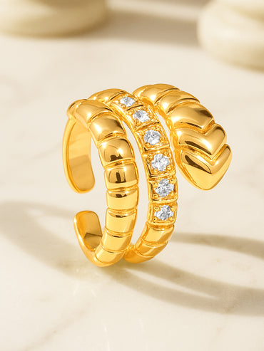 Gold Plated Studded Snake Ring