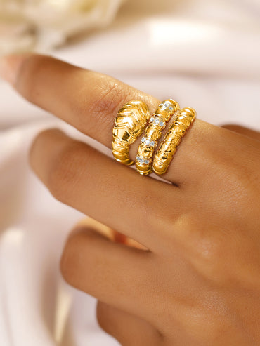 Gold Plated Studded Snake Ring