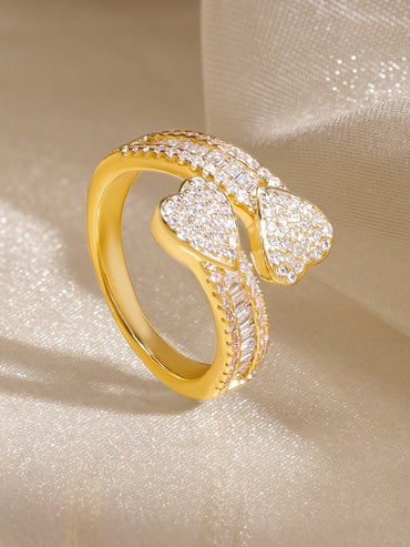 Heart Motif American Diamond Zirconia Gold Ring