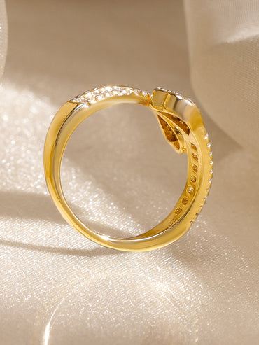 Heart Motif American Diamond Zirconia Gold Ring