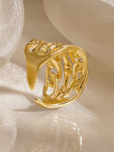 Rubans 18K Gold-Plated Brass Sculptural Chain-Link Adjustable Statement Ring