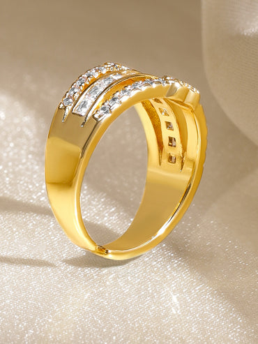American Diamond Zirconia Gold Heart Ring