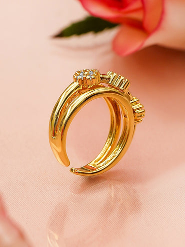 Flower American Diamond Zirconia Adjustable Ring