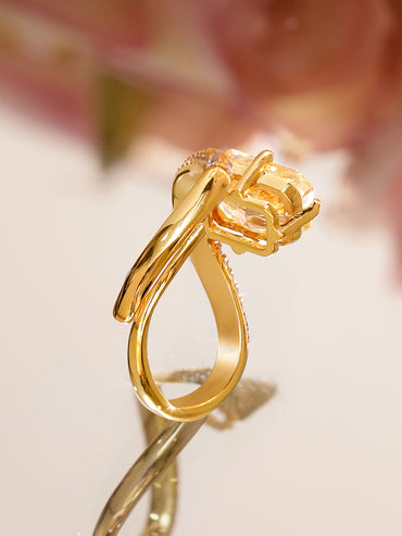 Yellow Studded American Diamond Zirconia Gold Ring