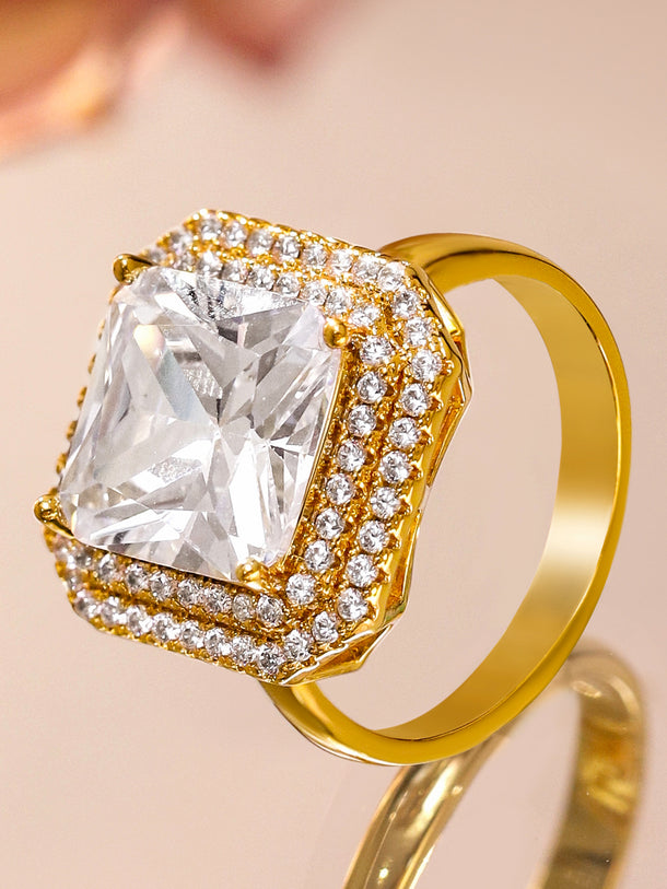 American Diamond Zirconia Gold Ring