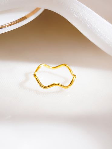 Demifine 18K Gold Plated Stainless Steel Curve Outline Statement Ring