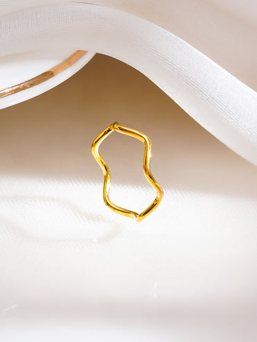 Demifine 18K Gold Plated Stainless Steel Curve Outline Statement Ring