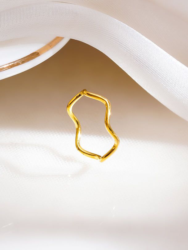 Demifine 18K Gold Plated Stainless Steel Curve Outline Statement Ring