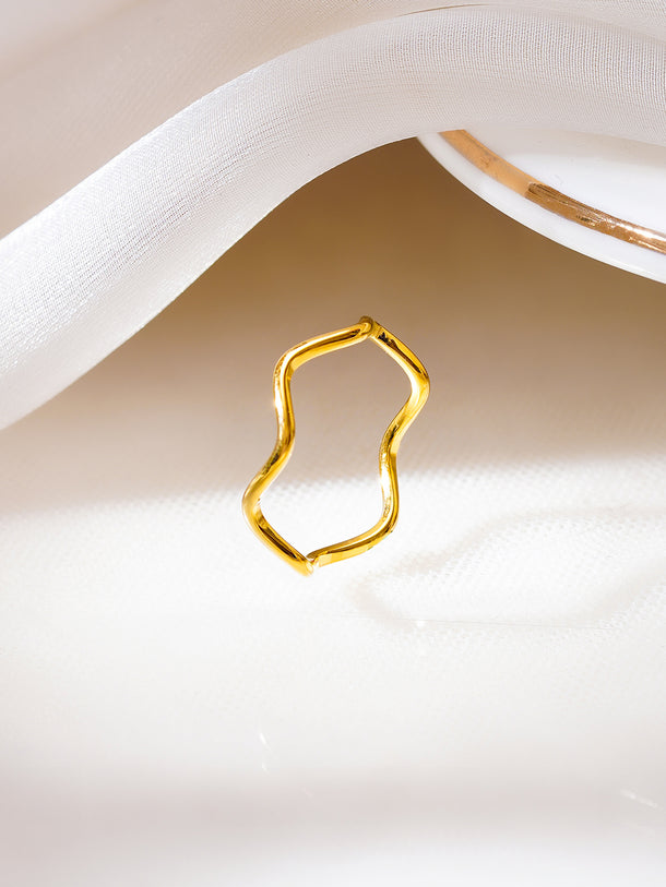 Demifine 18K Gold Plated Stainless Steel Curve Outline Statement Ring