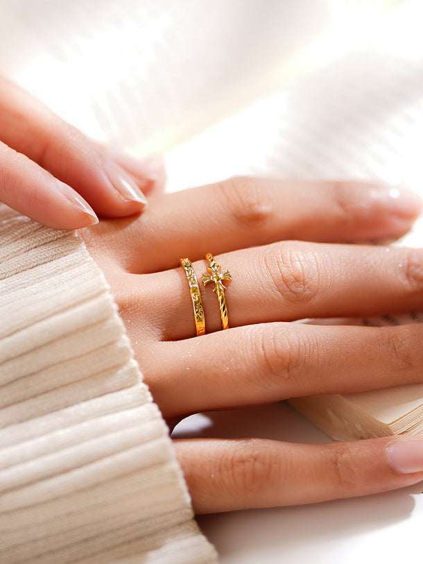 Demi Fine Cross Charm Open Ring