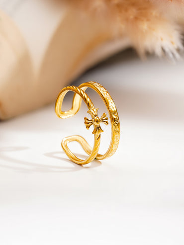 Demi Fine Cross Charm Open Ring