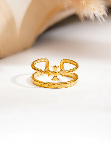 Demi Fine Cross Charm Open Ring