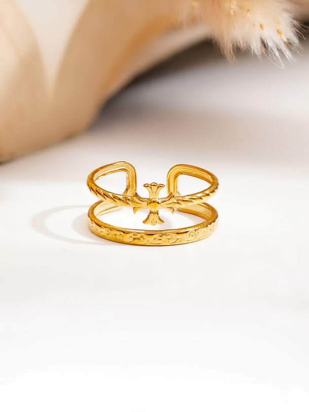 Demi Fine Cross Charm Open Ring