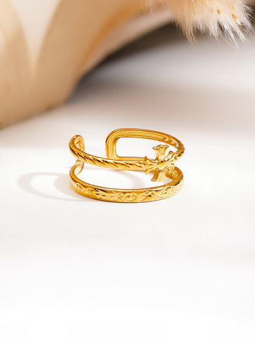 Demi Fine Cross Charm Open Ring
