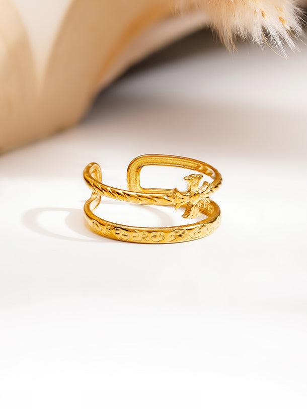 Demi Fine Cross Charm Open Ring