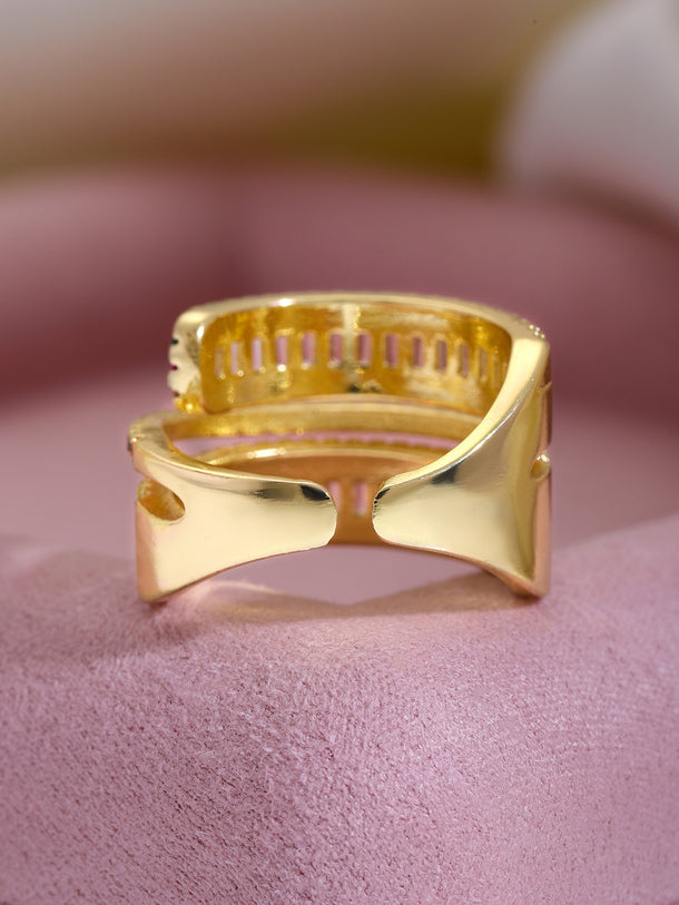 Multicolor American Diamond Zirconia Gold Ring